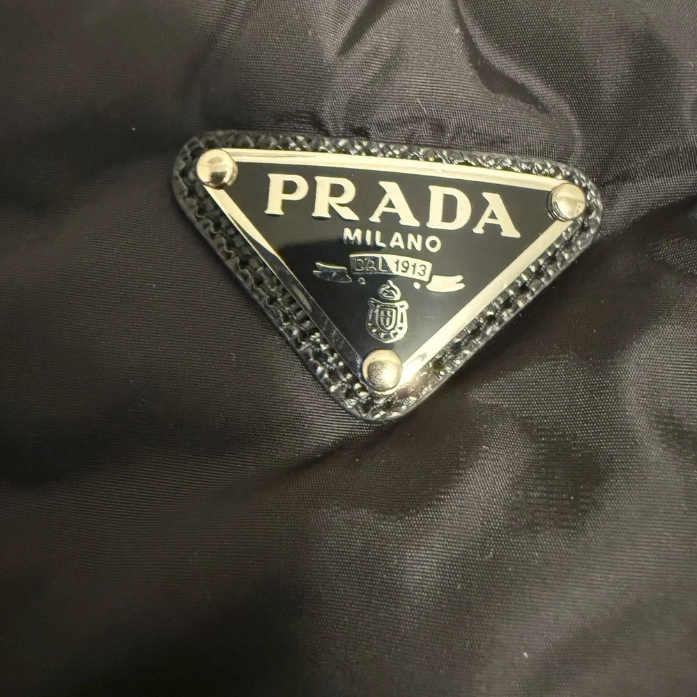 AUTH PRADA WOMENS LEATHER/NYLON CASHMERE LINED GLOVES, SIZE 7.5, MADE IN ITALY